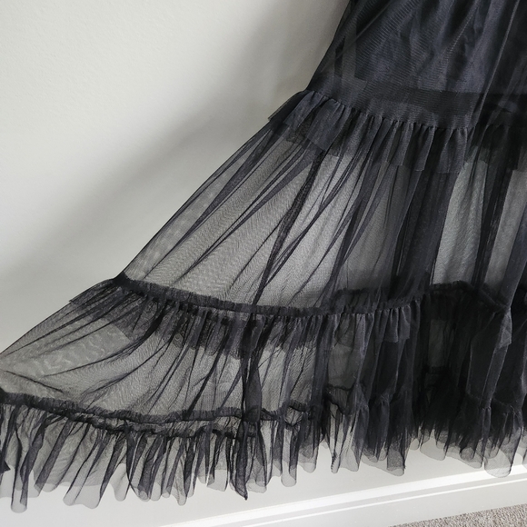 Anthropologie Maeve Tiered Tulle Tunic Dress Whimsigoth Witchy Dark Fairy Size L - Picture 5 of 11